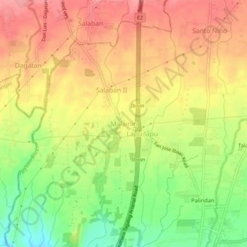 Mappa topografica Malainin, altitudine, rilievo