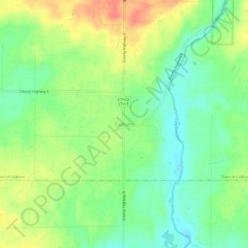 Mappa topografica Colburn, altitudine, rilievo