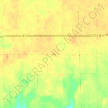 Mappa topografica Erie, altitudine, rilievo
