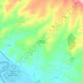 Mappa topografica Leciñana del Camino, altitudine, rilievo