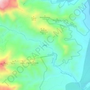 Mappa topografica Lloret, altitudine, rilievo