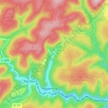 Mappa topografica Harzofen, altitudine, rilievo