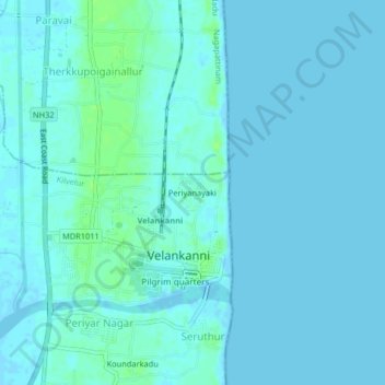 Mappa topografica Periyanayaki, altitudine, rilievo