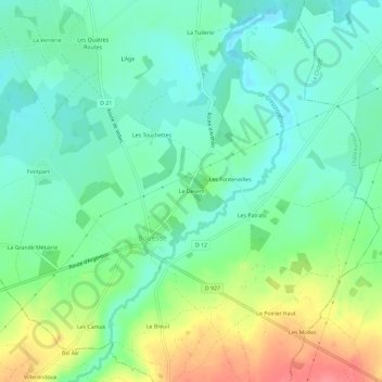 Mappa topografica Le Desert, altitudine, rilievo
