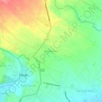 Mappa topografica Mancatian, altitudine, rilievo