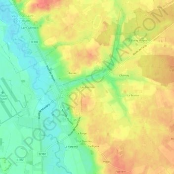 Mappa topografica Les Trèches, altitudine, rilievo
