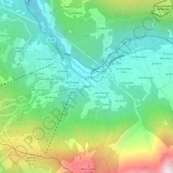 Mappa topografica L'Essert, altitudine, rilievo