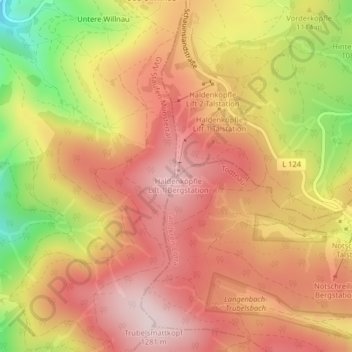 Mappa topografica Haldenköpfle, altitudine, rilievo