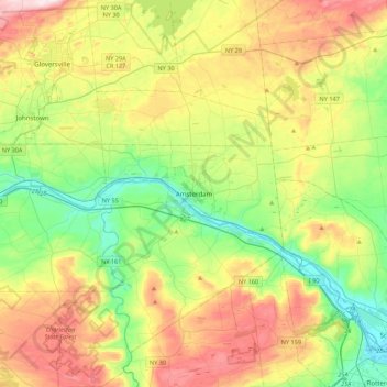Mappa topografica Amsterdam, altitudine, rilievo