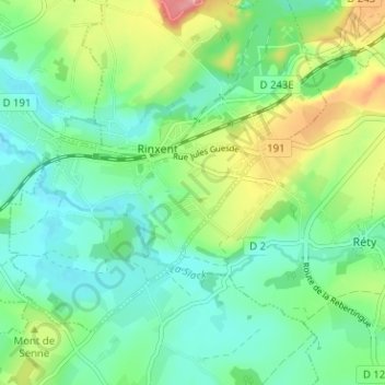 Mappa topografica Fond Lorraine, altitudine, rilievo