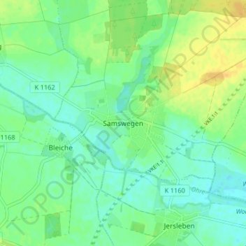Mappa topografica Samswegen, altitudine, rilievo