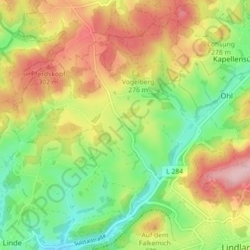 Mappa topografica Oberkotten, altitudine, rilievo