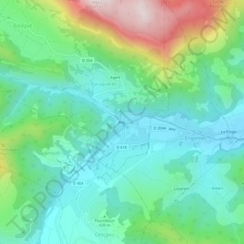 Mappa topografica Alas, altitudine, rilievo