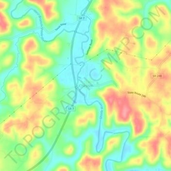 Mappa topografica Chester, altitudine, rilievo
