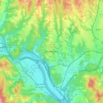 Mappa topografica Castellbisbal, altitudine, rilievo