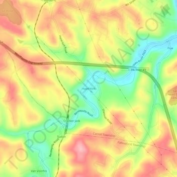 Mappa topografica Hazel Kirk, altitudine, rilievo