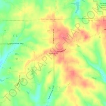 Mappa topografica Spearsville, altitudine, rilievo