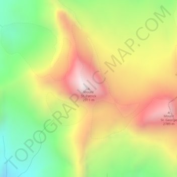 Mappa topografica Mount St. Patrick, altitudine, rilievo