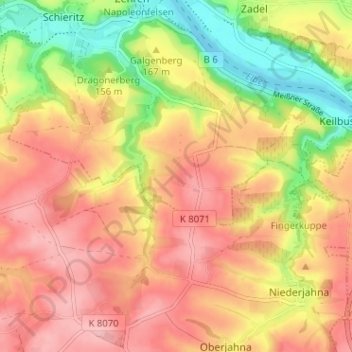 Mappa topografica Seebschütz, altitudine, rilievo
