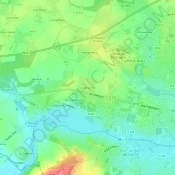 Mappa topografica La Boissière, altitudine, rilievo