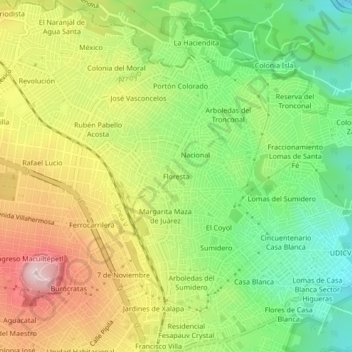 Mappa topografica Floresta, altitudine, rilievo