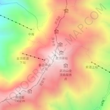 Mappa topografica 金顶, altitudine, rilievo