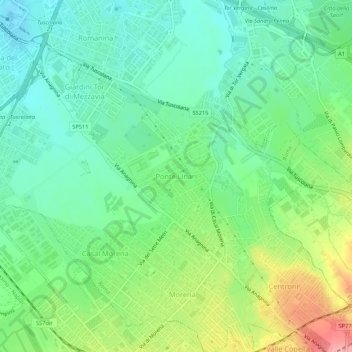 Mappa topografica Ponte Linari, altitudine, rilievo