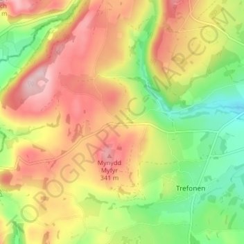 Mappa topografica Croesau Bach, altitudine, rilievo