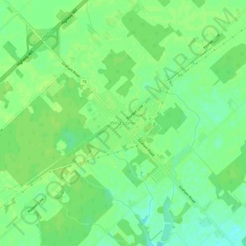 Mappa topografica West Lorne, altitudine, rilievo