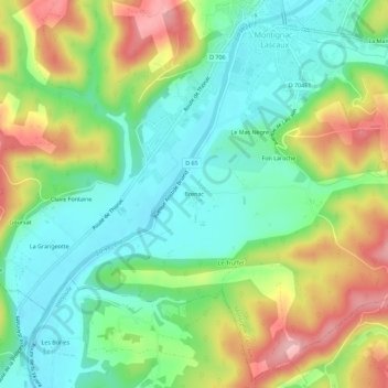 Mappa topografica Brenac, altitudine, rilievo