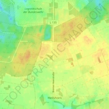 Mappa topografica Lange Heide, altitudine, rilievo