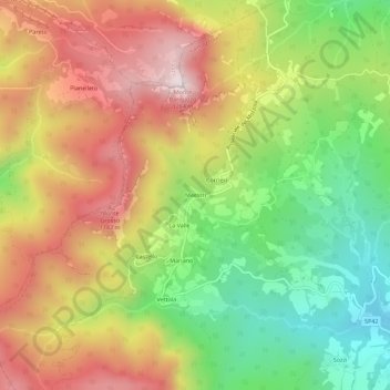 Mappa topografica Maestri, altitudine, rilievo