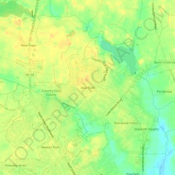 Mappa topografica Dew Field, altitudine, rilievo