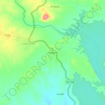 Mappa topografica Huaypirá, altitudine, rilievo