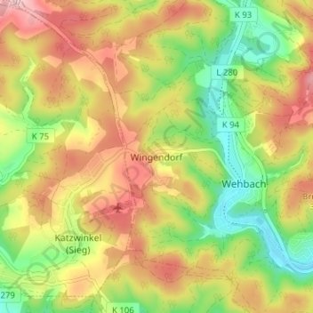 Mappa topografica Wingendorf, altitudine, rilievo