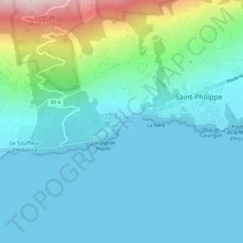 Mappa topografica Mare Longue les Bas, altitudine, rilievo