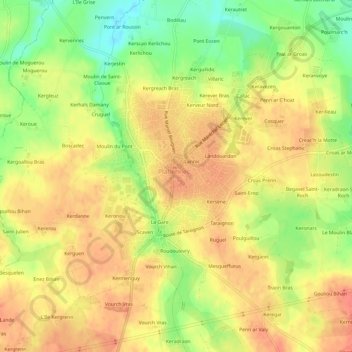 Mappa topografica Ruberel, altitudine, rilievo