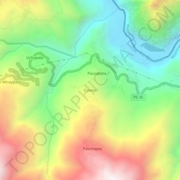 Mappa topografica Cconoc, altitudine, rilievo