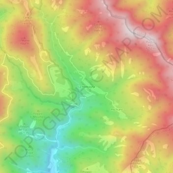 Mappa topografica La Montagna, altitudine, rilievo