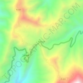 Mappa topografica Porcuya, altitudine, rilievo