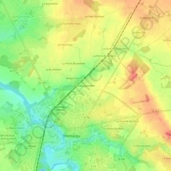 Mappa topografica La Bougonnière, altitudine, rilievo