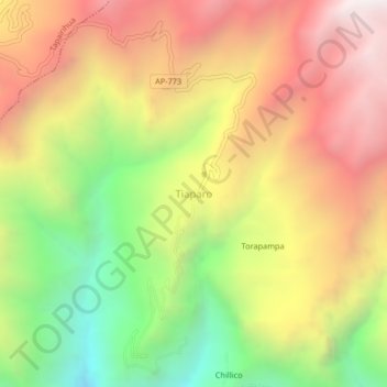 Mappa topografica Tiaparo, altitudine, rilievo
