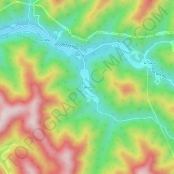 Mappa topografica Colcord, altitudine, rilievo