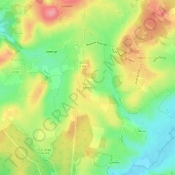 Mappa topografica Brèches, altitudine, rilievo