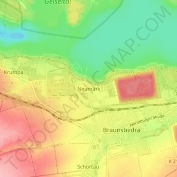 Mappa topografica Neumark, altitudine, rilievo
