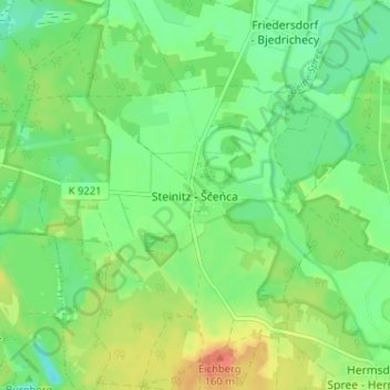 Mappa topografica Steinitz, altitudine, rilievo