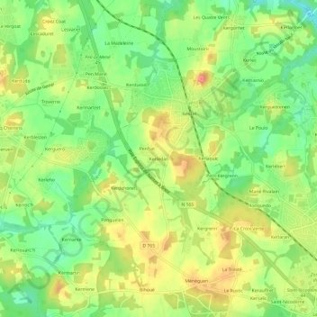 Mappa topografica Kerledan, altitudine, rilievo