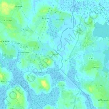 Mappa topografica Le Perron, altitudine, rilievo