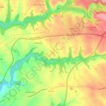 Mappa topografica Vers, altitudine, rilievo