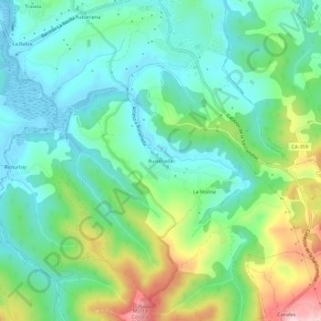 Mappa topografica Ruiseñada, altitudine, rilievo